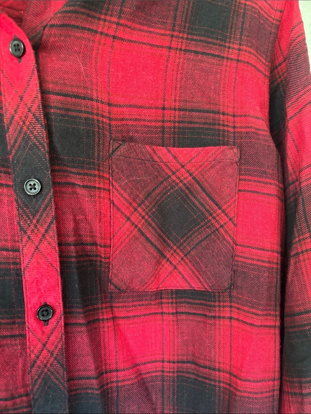 Rails Hunter Brick & Black Plaid Button Down Cotton Blend Shirt L - Picture 3 of 8